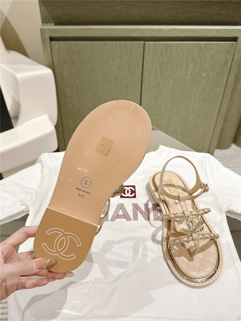 Ch**el beige flip flops flat sandals