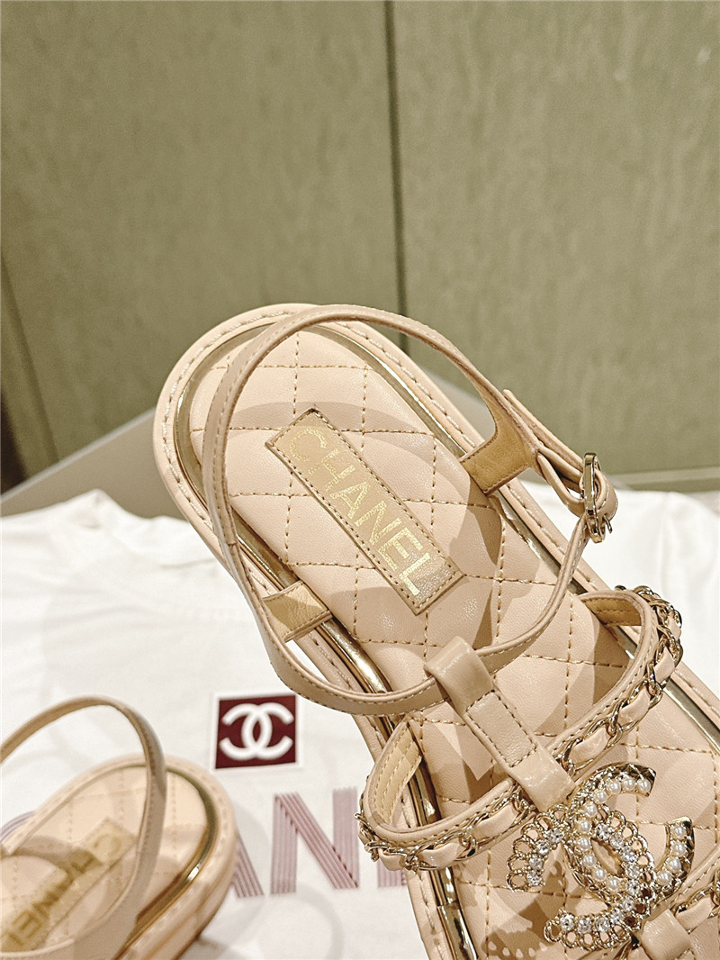 Ch**el beige flip flops flat sandals