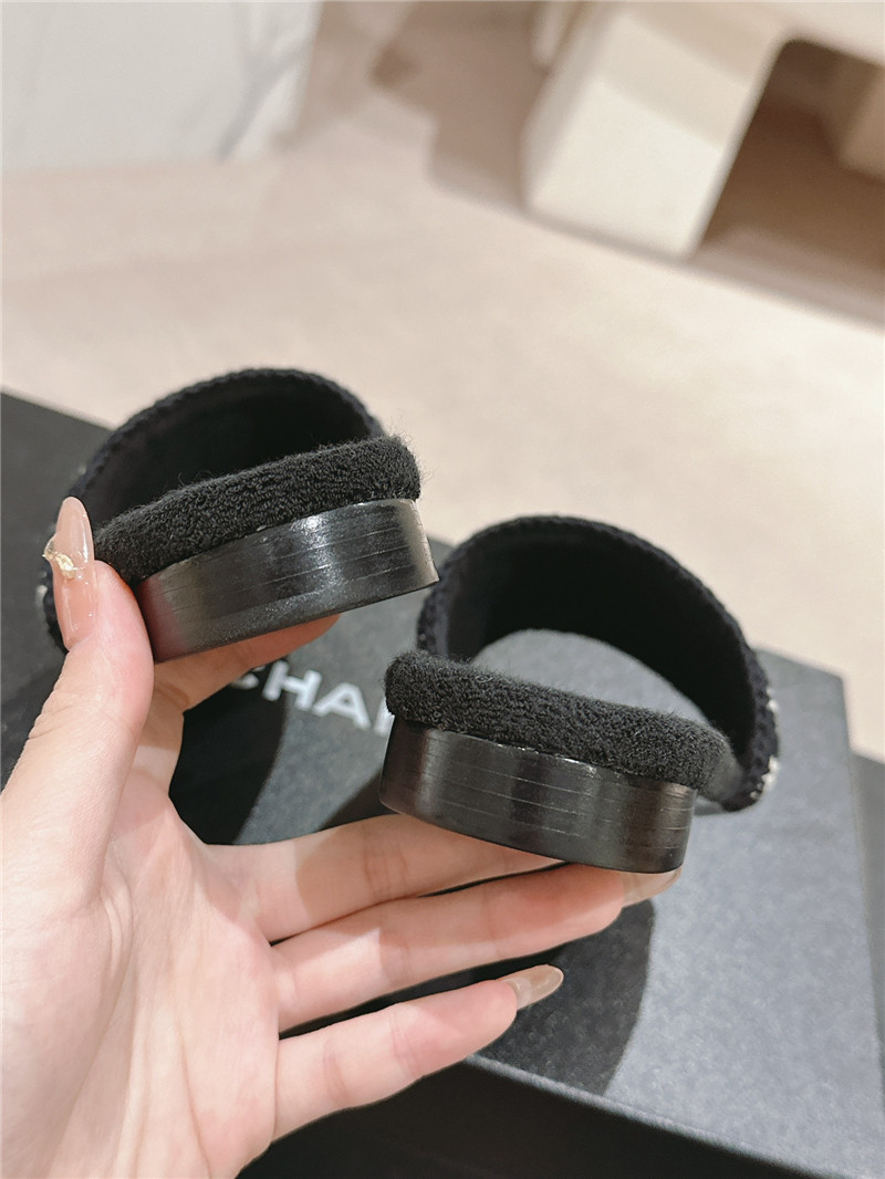 Ch**el black woven mules flat slides