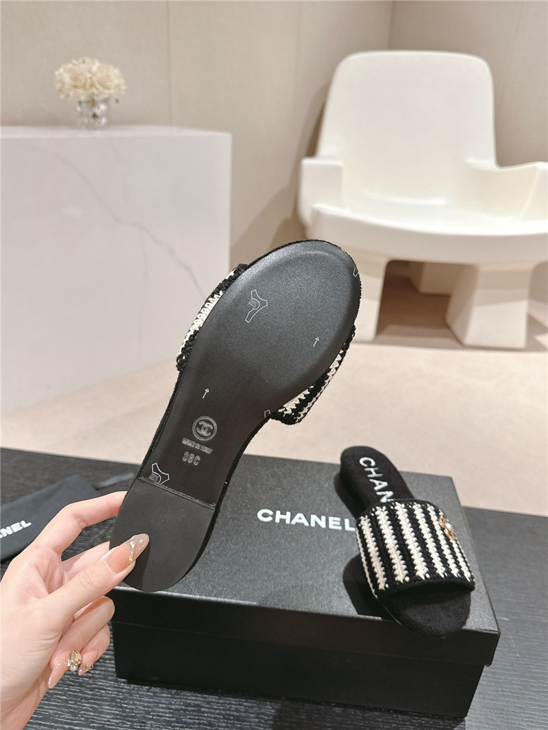 Ch**el black woven mules flat slides