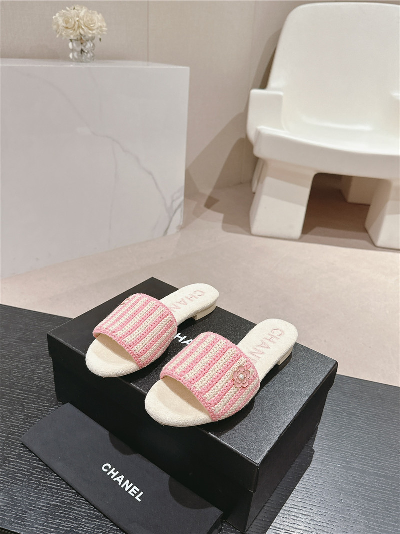 Ch**el pink woven mules flat slides