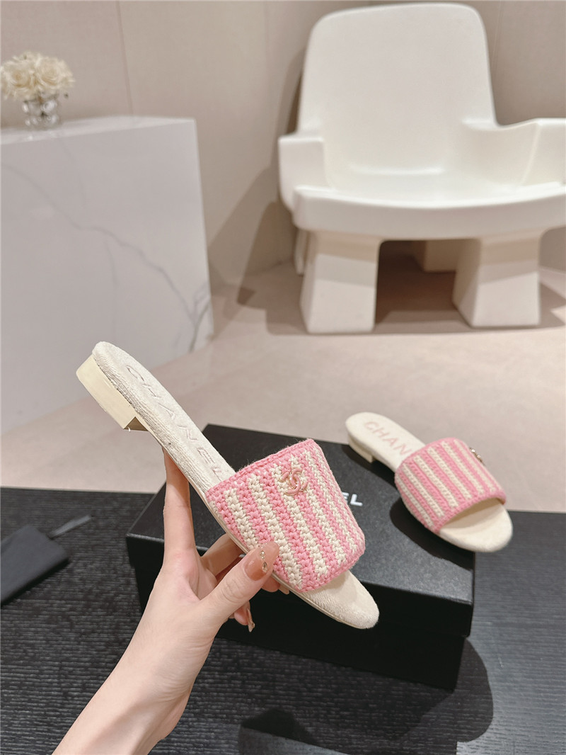 Ch**el pink woven mules flat slides