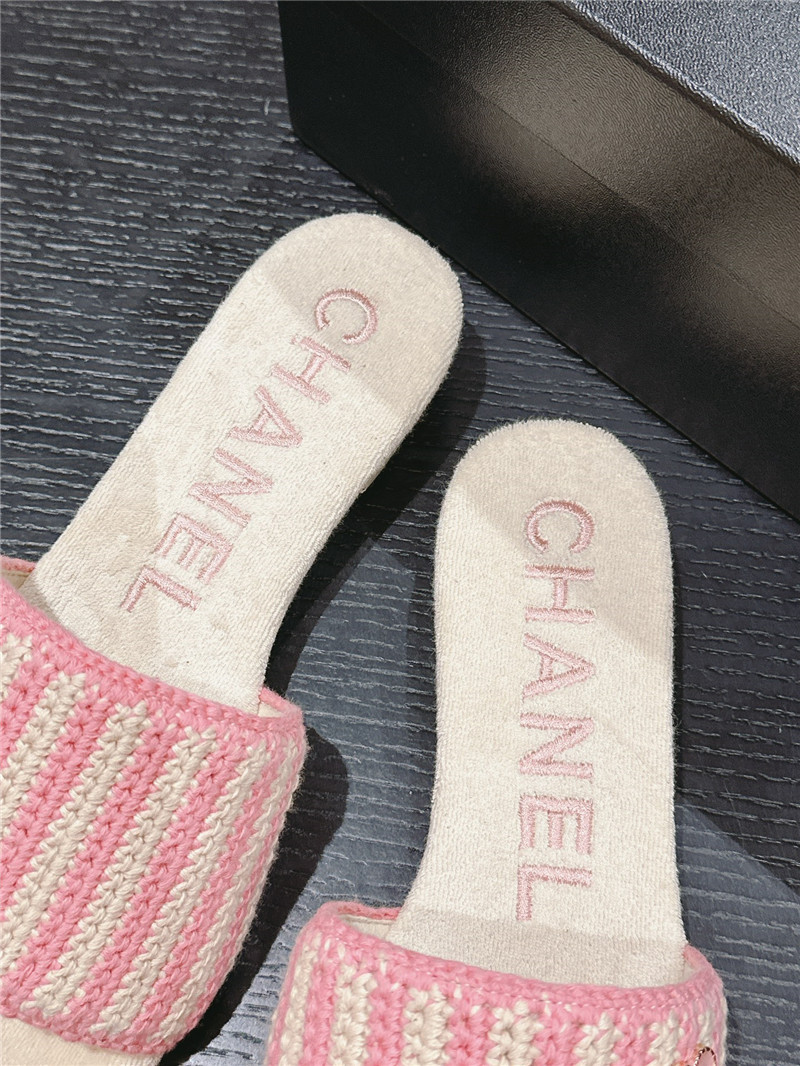 Ch**el pink woven mules flat slides