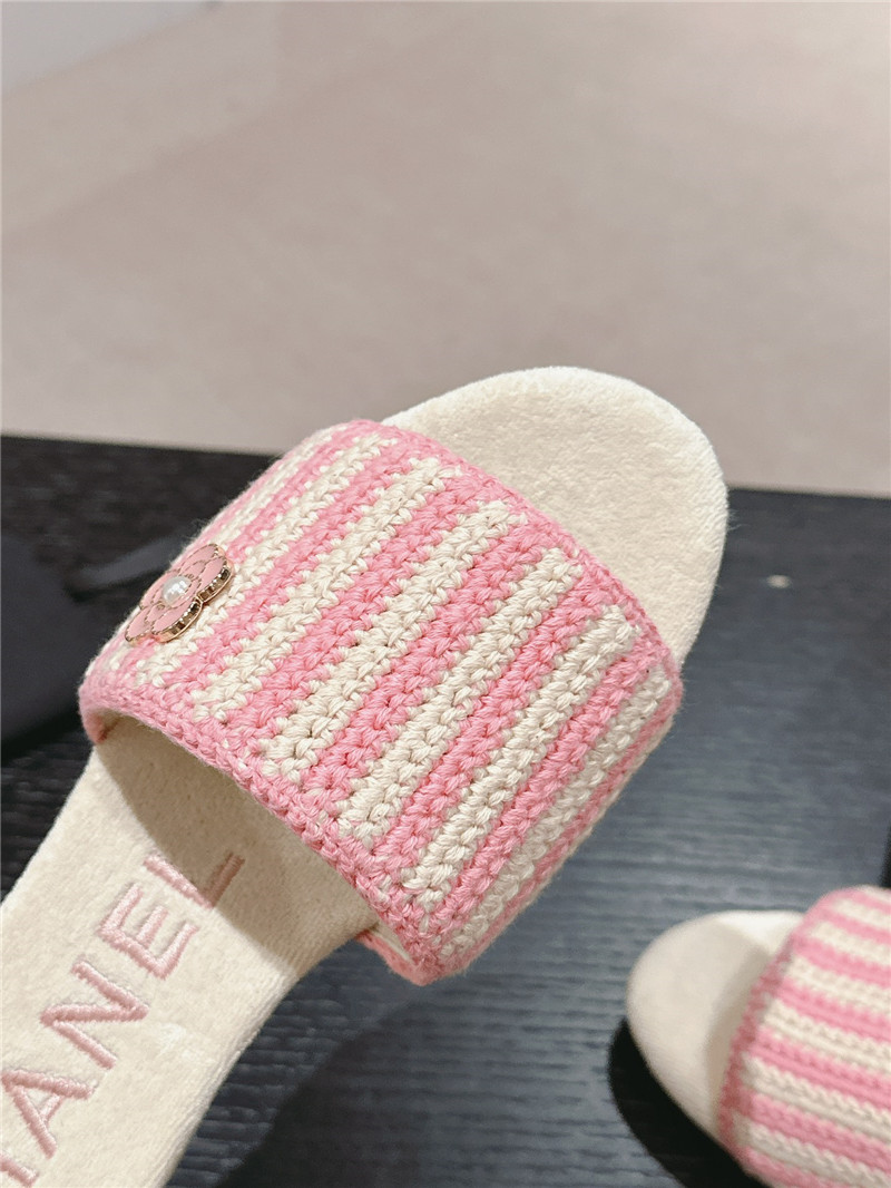 Ch**el pink woven mules flat slides