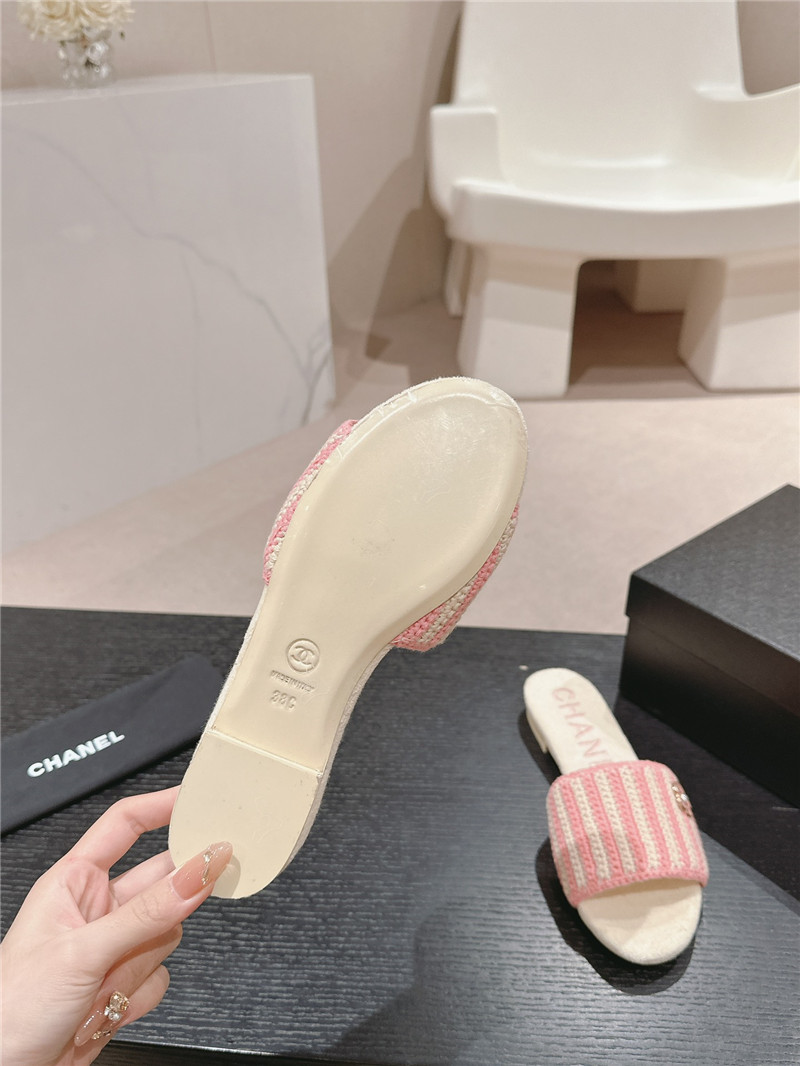 Ch**el pink woven mules flat slides