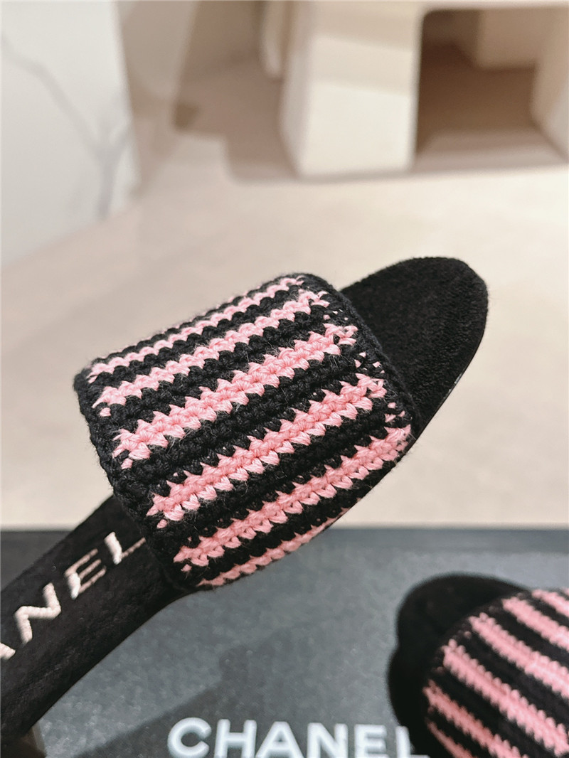 Ch**el logo woven mules flat slippers