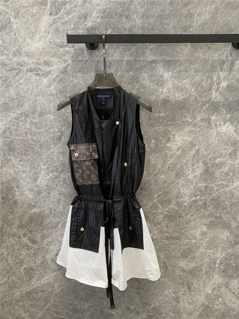 l0vis Vvtt0n lv pocket colorblock sleeveless dress replica clothes