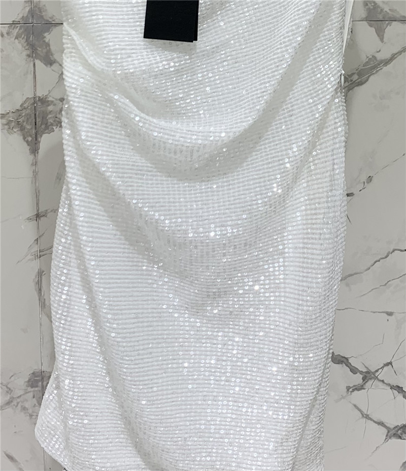 Y51 one-shoulder sequined mesh skirt replica d&g clothing