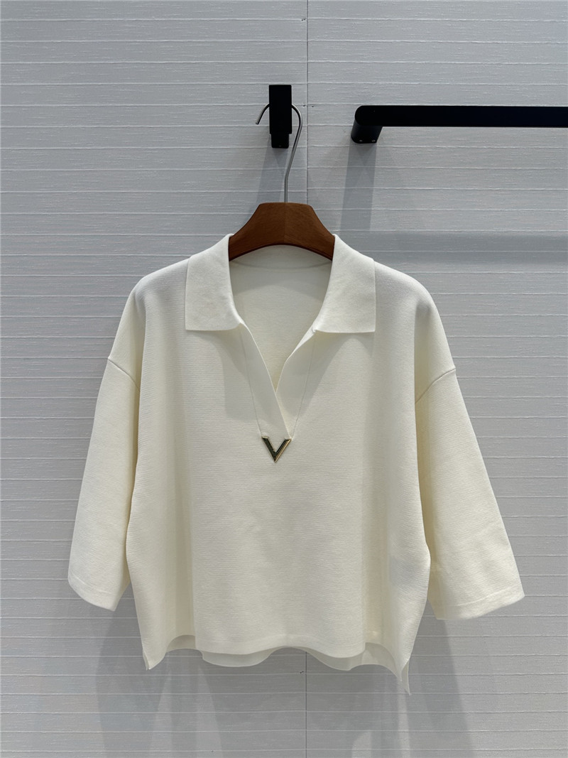 Va1e*ntin0 v-logo virgin wool top white