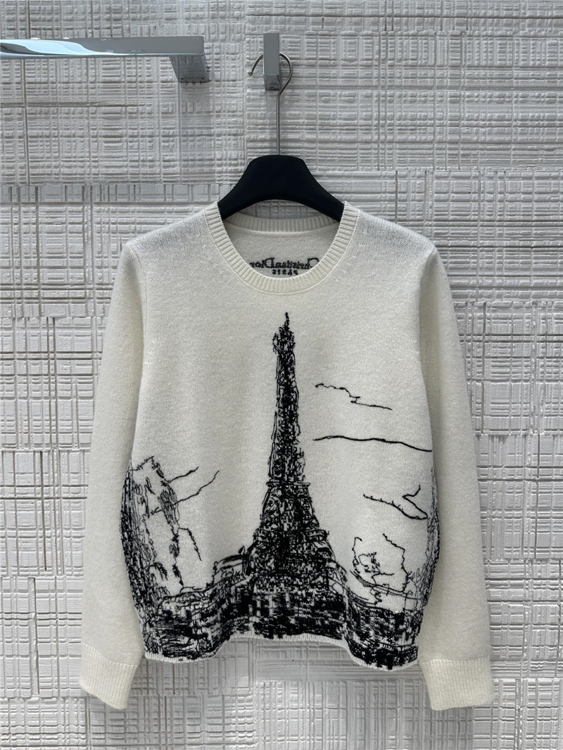 D10r paris motif knit sweater white