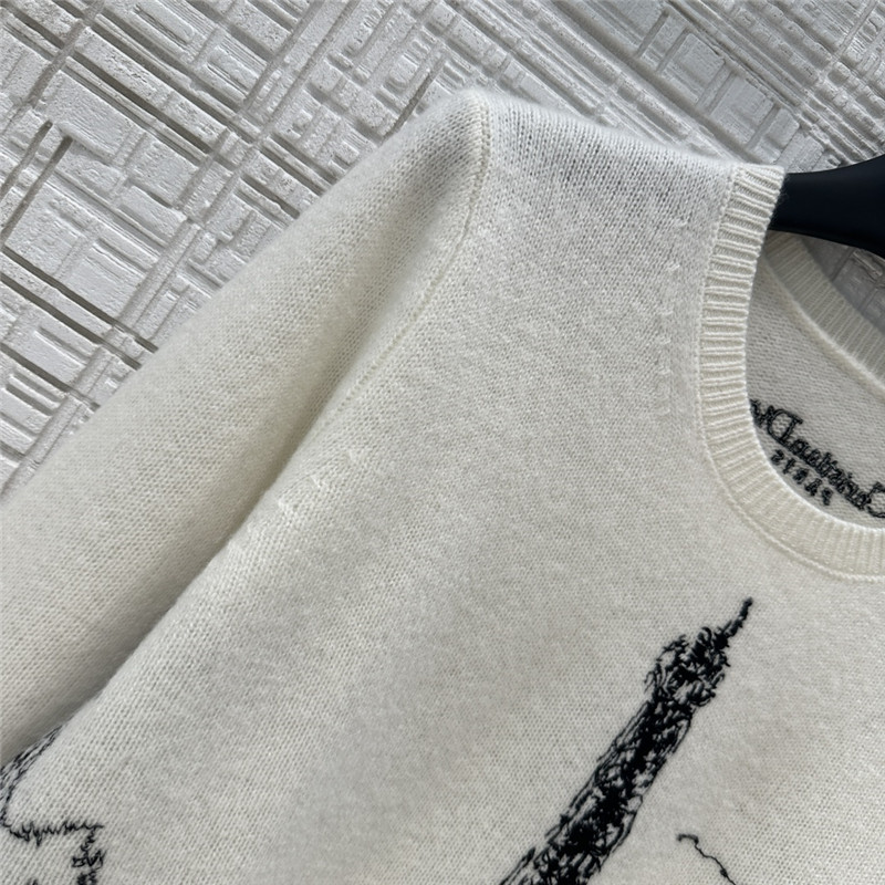 D10r paris motif knit sweater white