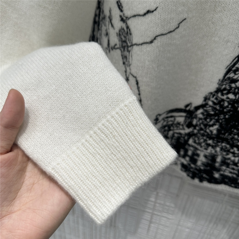D10r paris motif knit sweater white