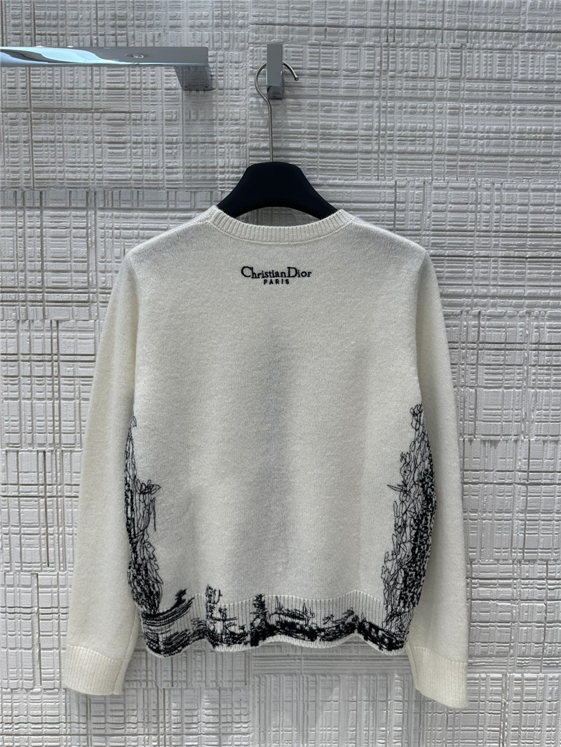D10r paris motif knit sweater white