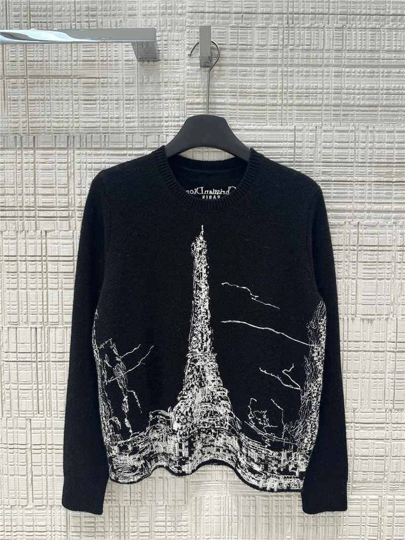 D10r paris motif knit sweater black