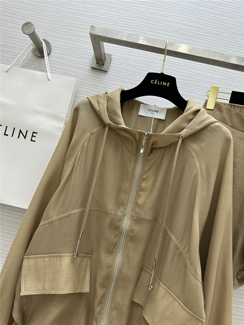 Ce1i*e tencel hooded jacket + shorts set replica clothes
