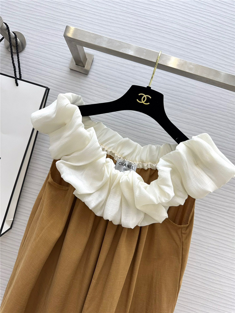 Ch**el one-shoulder silk and linen jumpsuit replica clothing