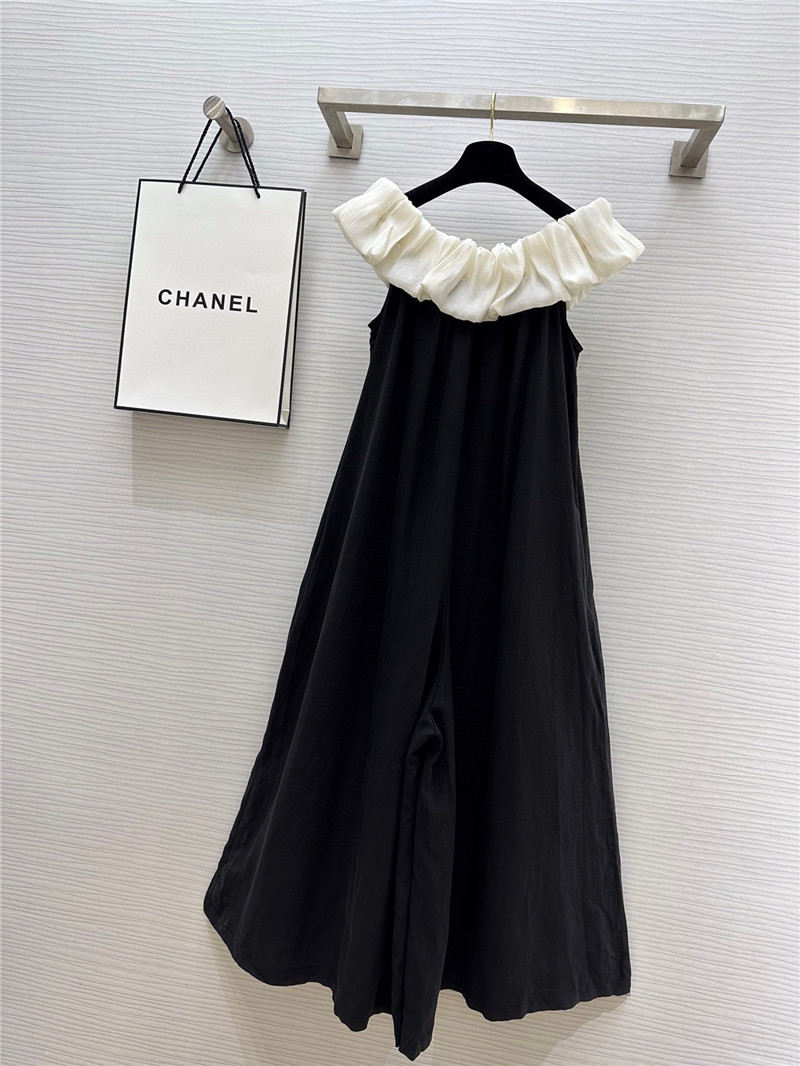 Ch**el one-shoulder silk and linen jumpsuit replica clothing