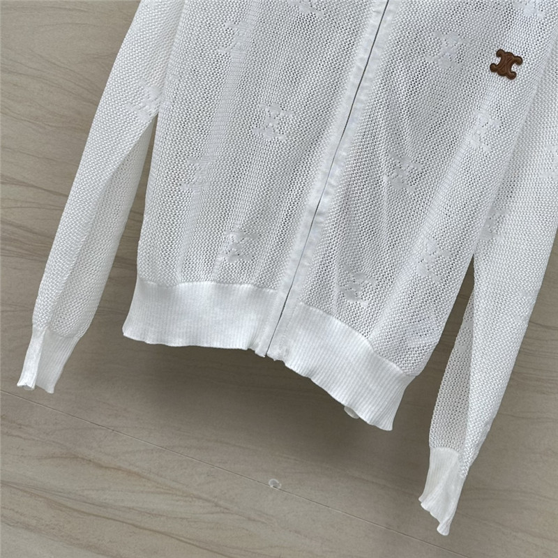 Ce1i*e silk zipped hooded cardigan white