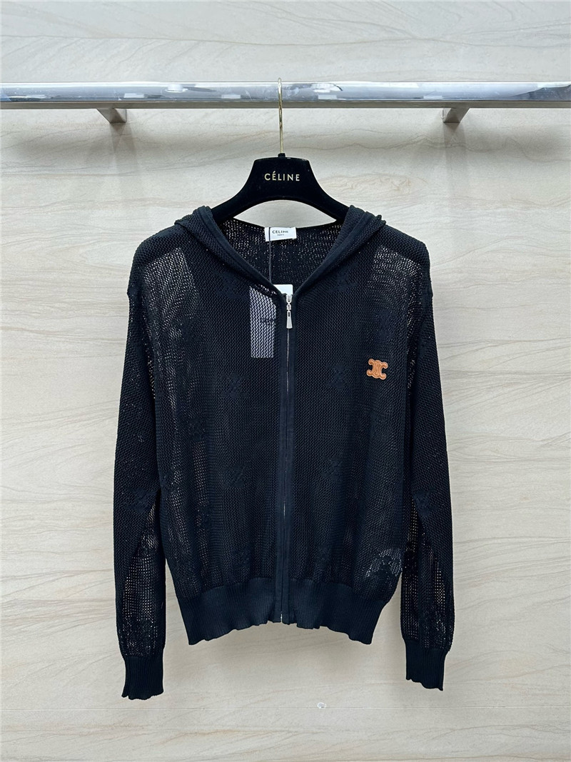 Ce1i*e silk zipped hooded cardigan black