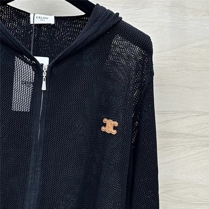 Ce1i*e silk zipped hooded cardigan black