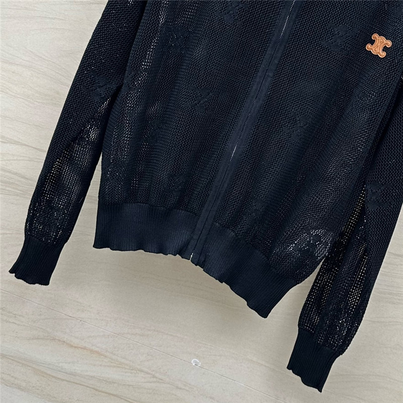 Ce1i*e silk zipped hooded cardigan black