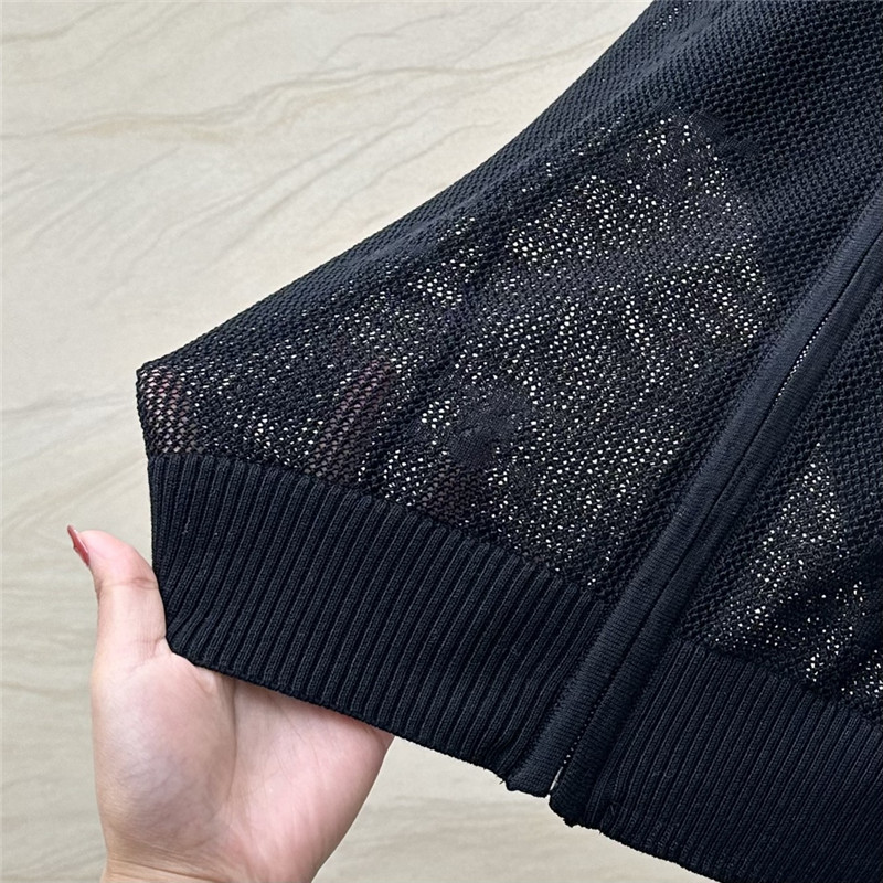 Ce1i*e silk zipped hooded cardigan black