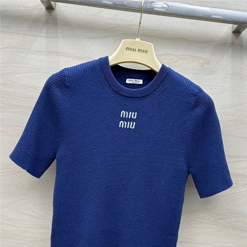M1um1u slim fit short sleeve knit top replica d&g clothing