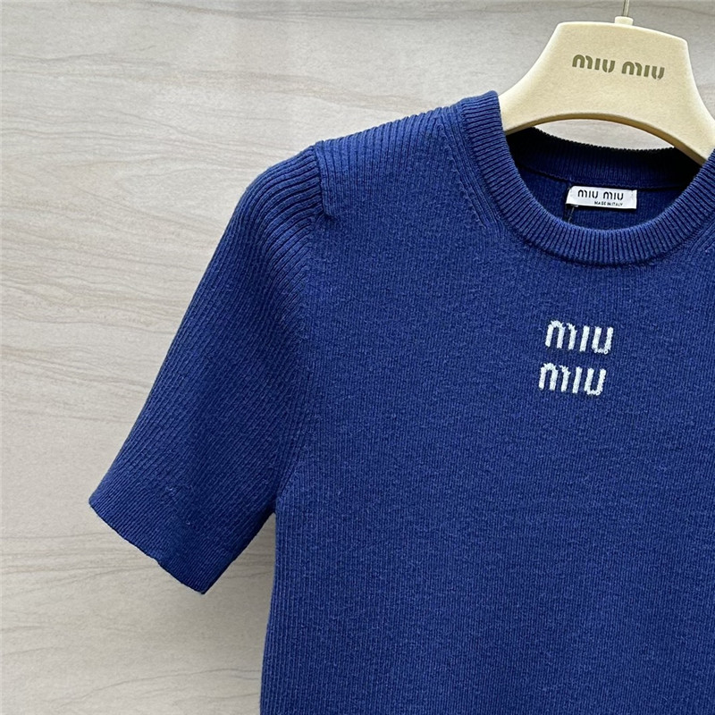 M1um1u slim fit short sleeve knit top replica d&g clothing