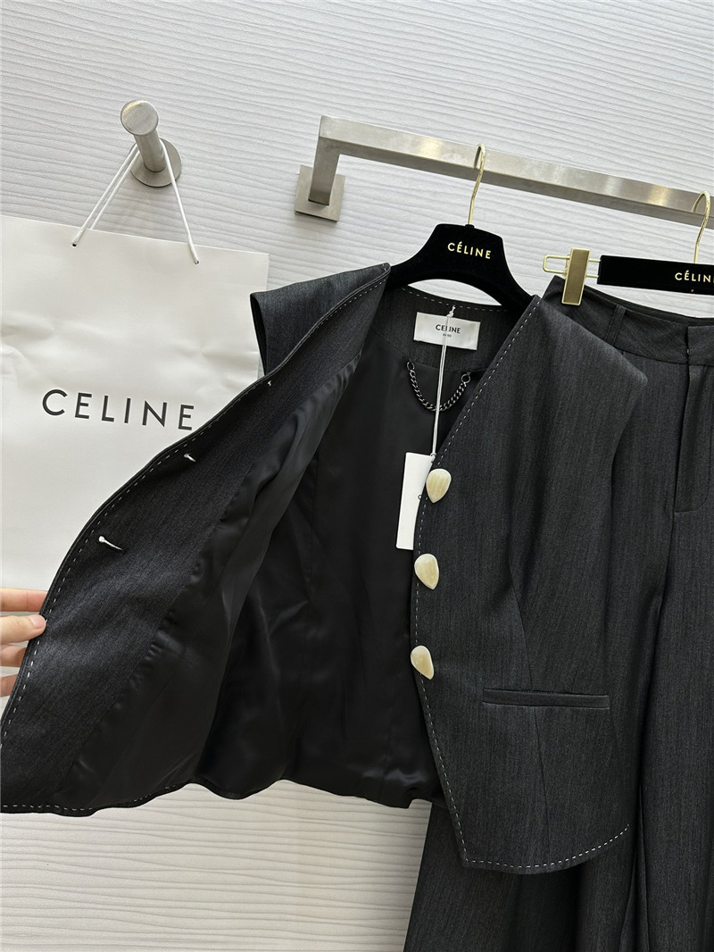 Ce1i*e tencel denim vest + wide-leg pants set replica d&g clothing