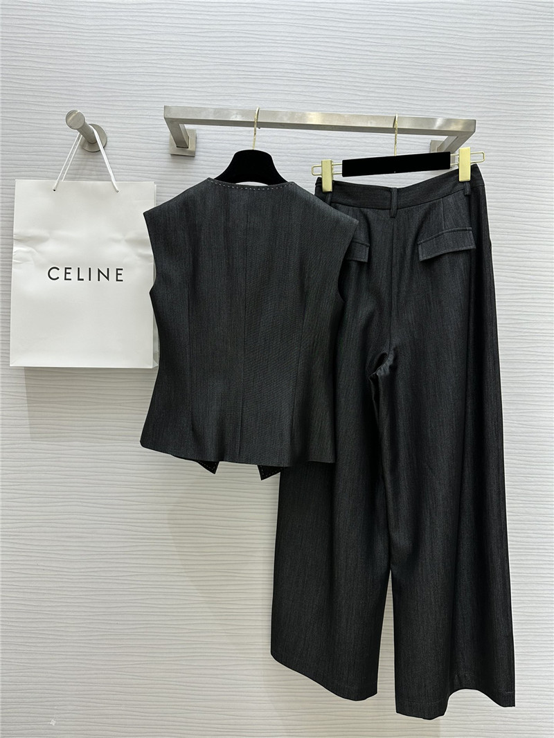Ce1i*e tencel denim vest + wide-leg pants set replica d&g clothing