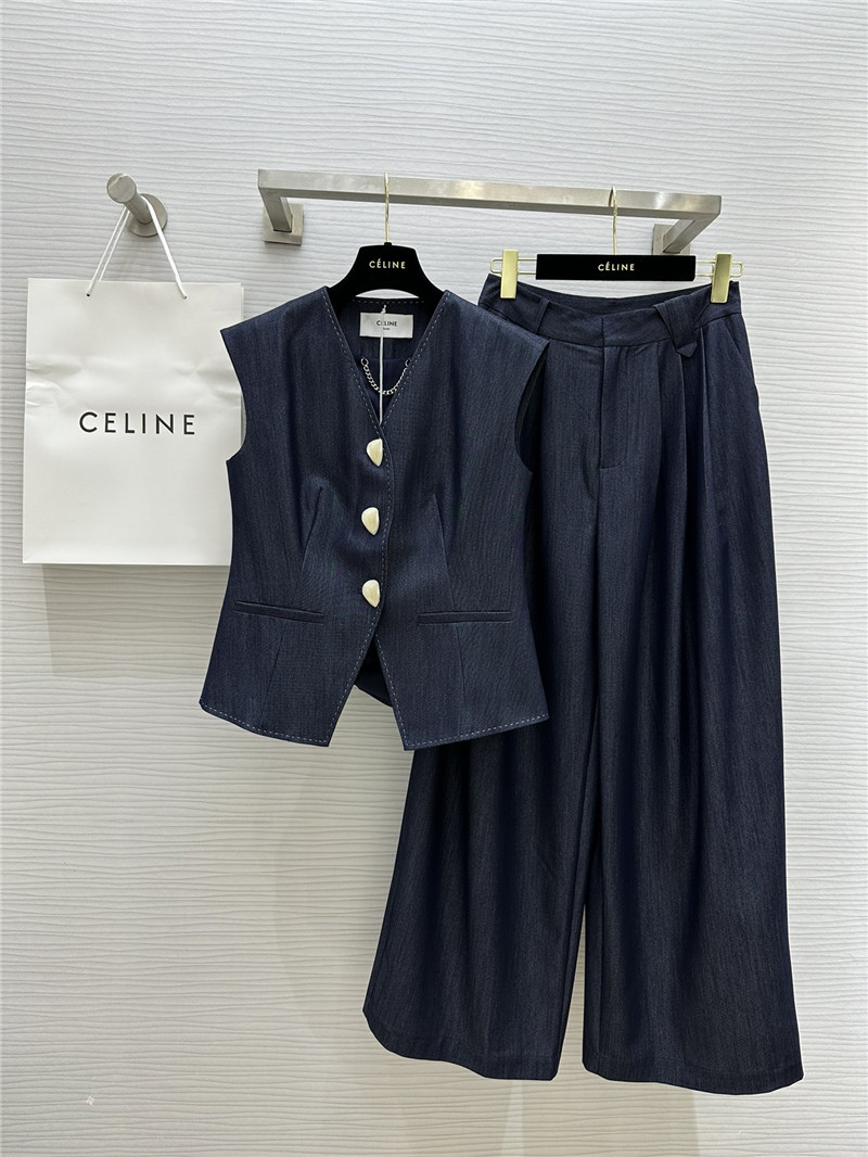 Ce1i*e tencel denim vest + wide-leg pants set replica d&g clothing