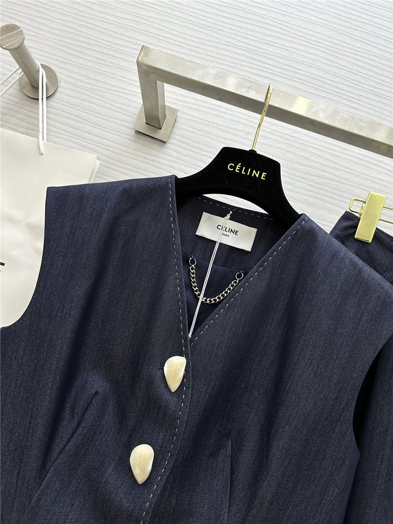 Ce1i*e tencel denim vest + wide-leg pants set replica d&g clothing