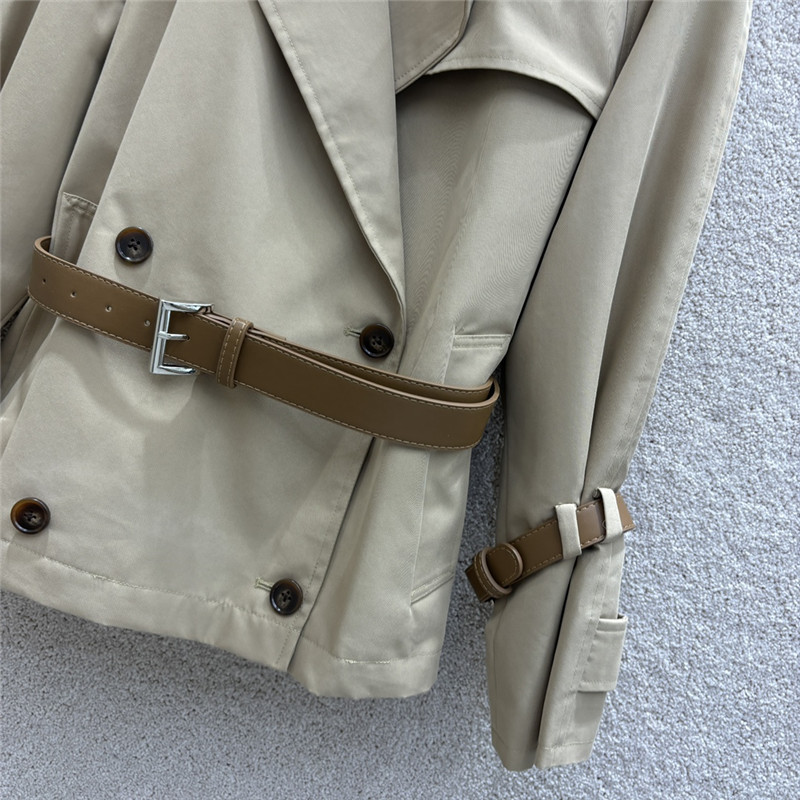 Pra*a khaki short trench coat cheap replica designer clothes