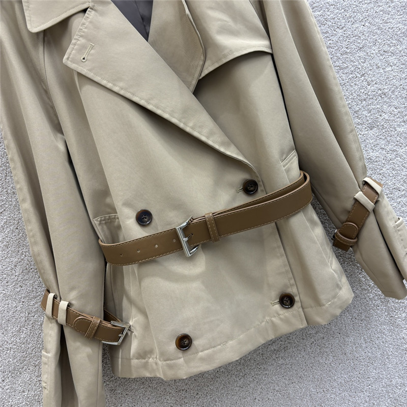 Pra*a khaki short trench coat cheap replica designer clothes