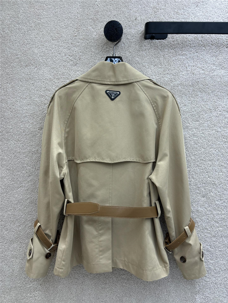 Pra*a khaki short trench coat cheap replica designer clothes