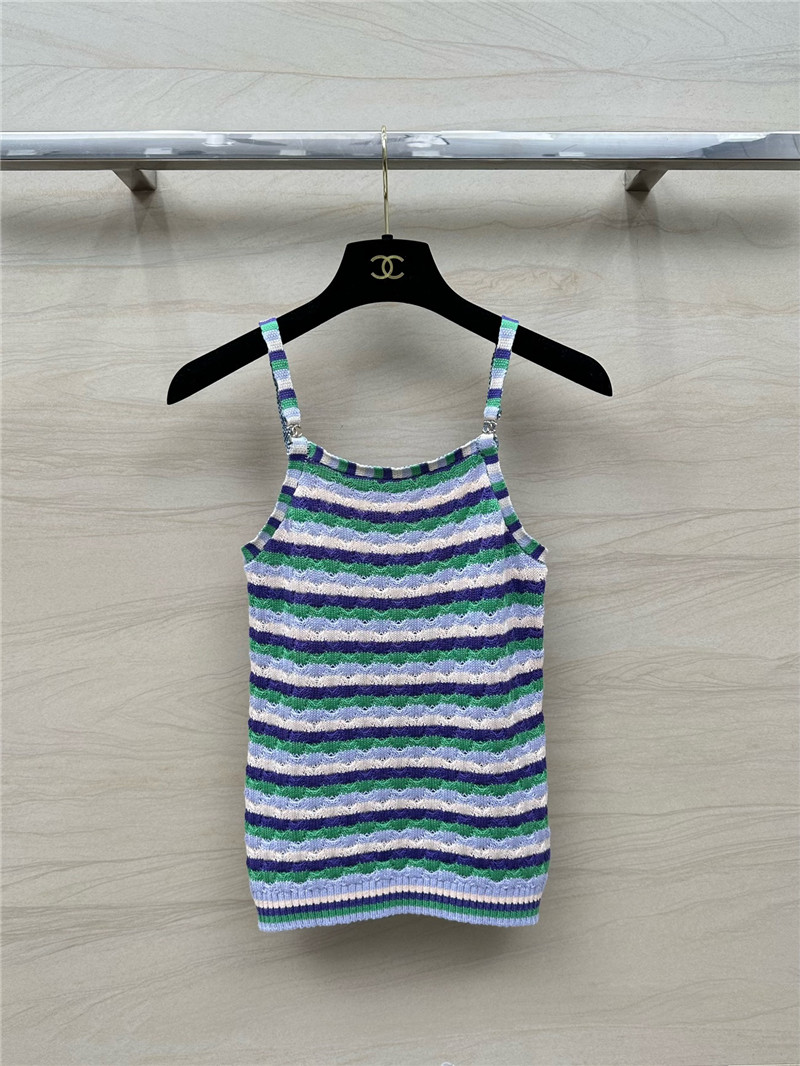 Ch**el dopamine color striped knitted camisole replica d&g clothing
