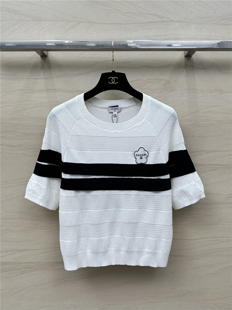 Ch**el celebrity style color matching camellia top replica clothes