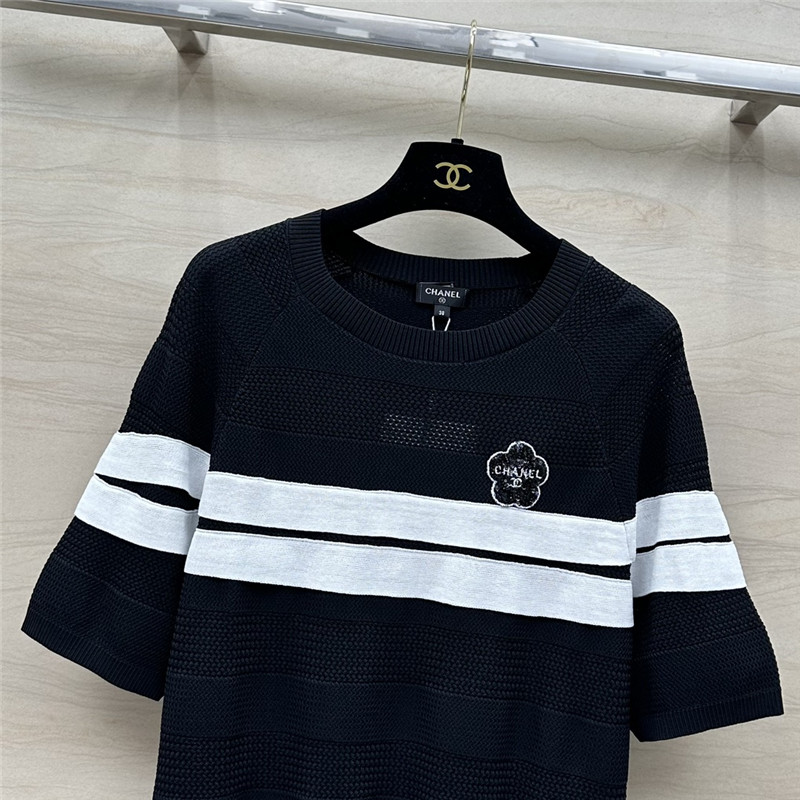 Ch**el celebrity style color matching camellia top replica clothes