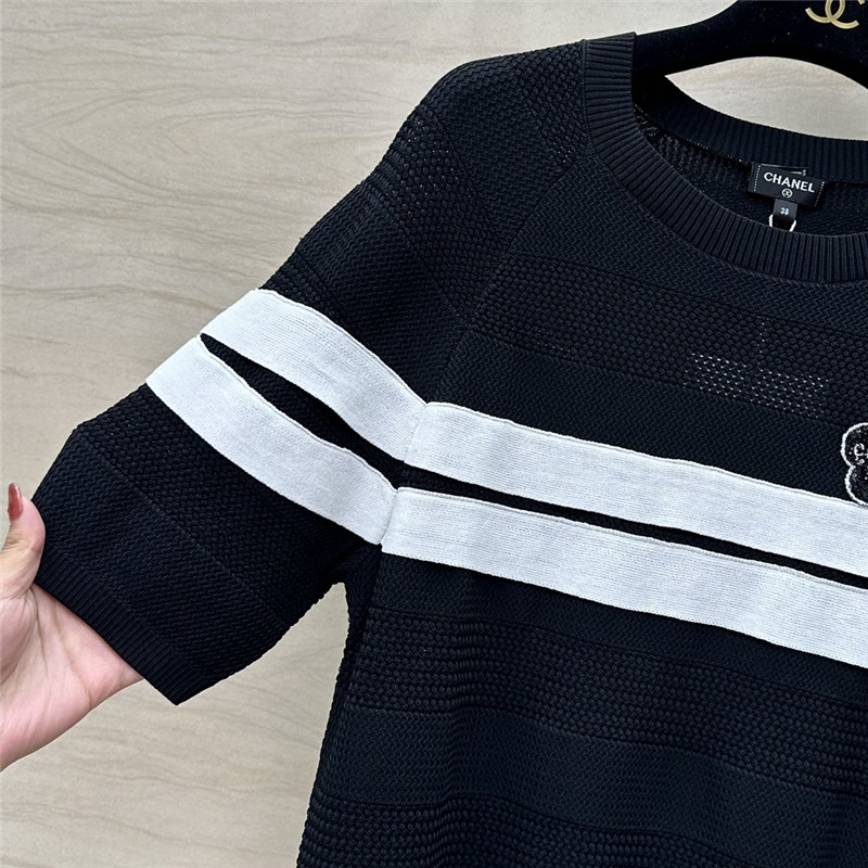 Ch**el celebrity style color matching camellia top replica clothes