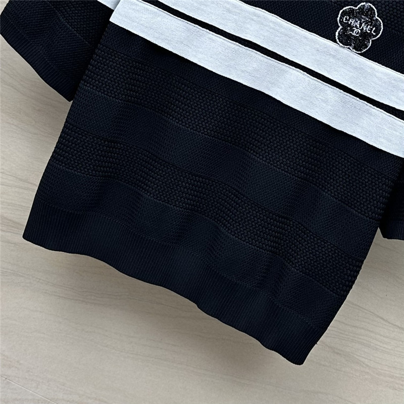 Ch**el celebrity style color matching camellia top replica clothes