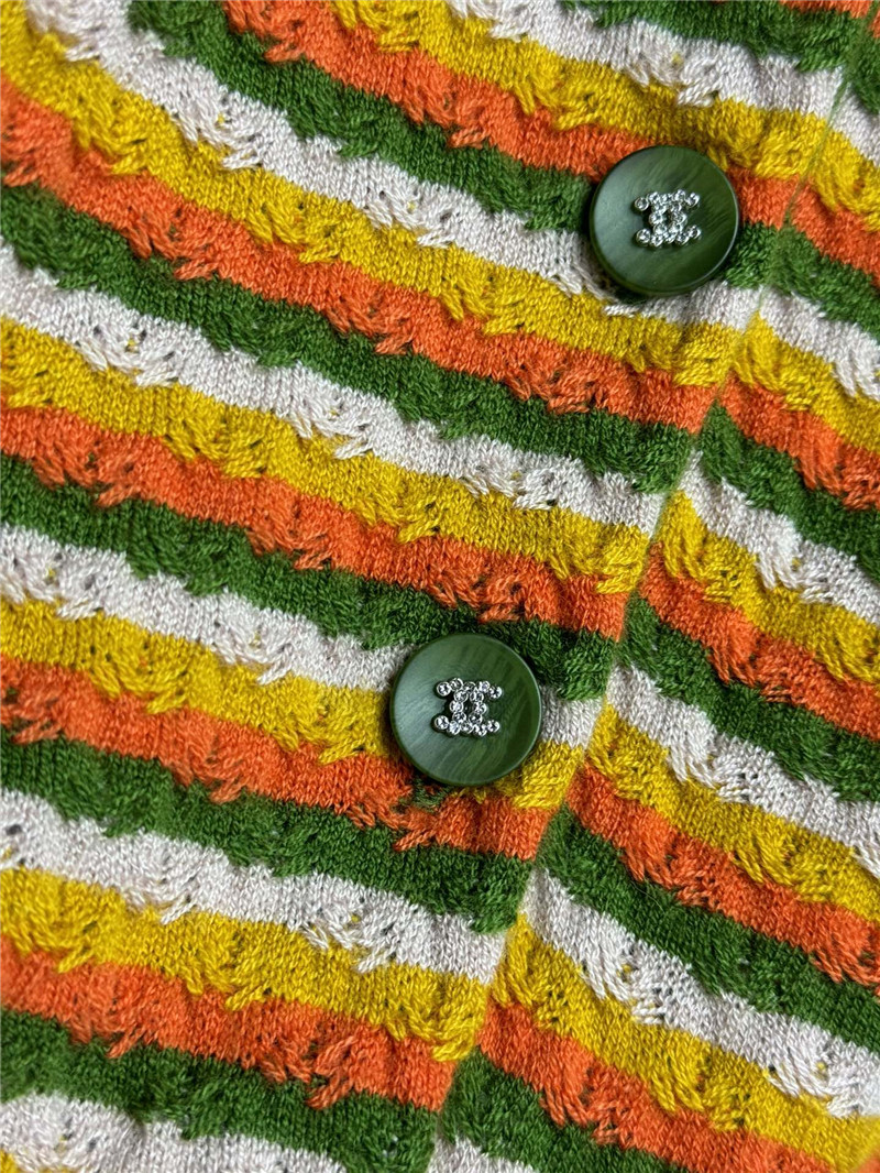 Ch**el striped short sleeve cardigan green