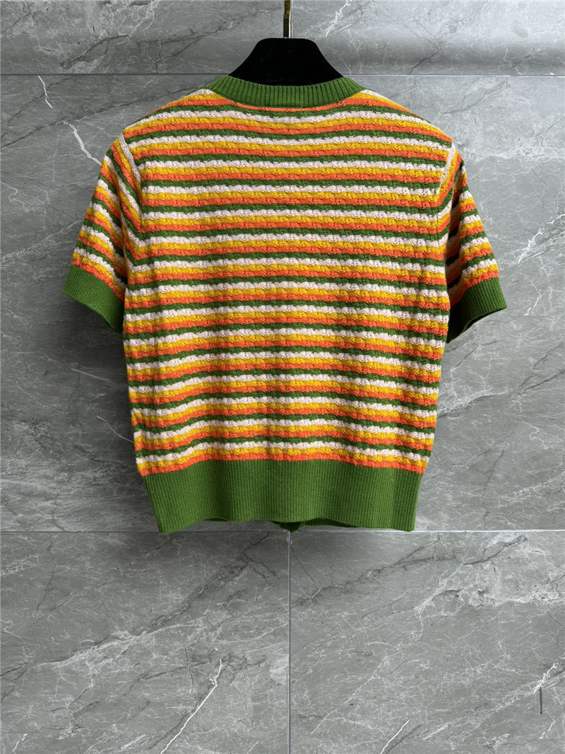 Ch**el striped short sleeve cardigan green