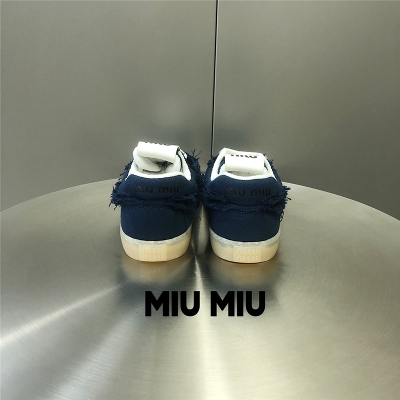 Miu Miu Lace-Up Canvas Flat Sneakers