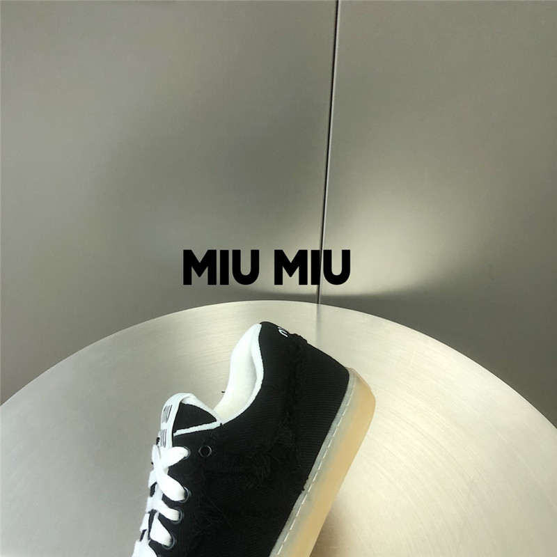 Miu Miu Black Lace-Up Canvas Sneakers