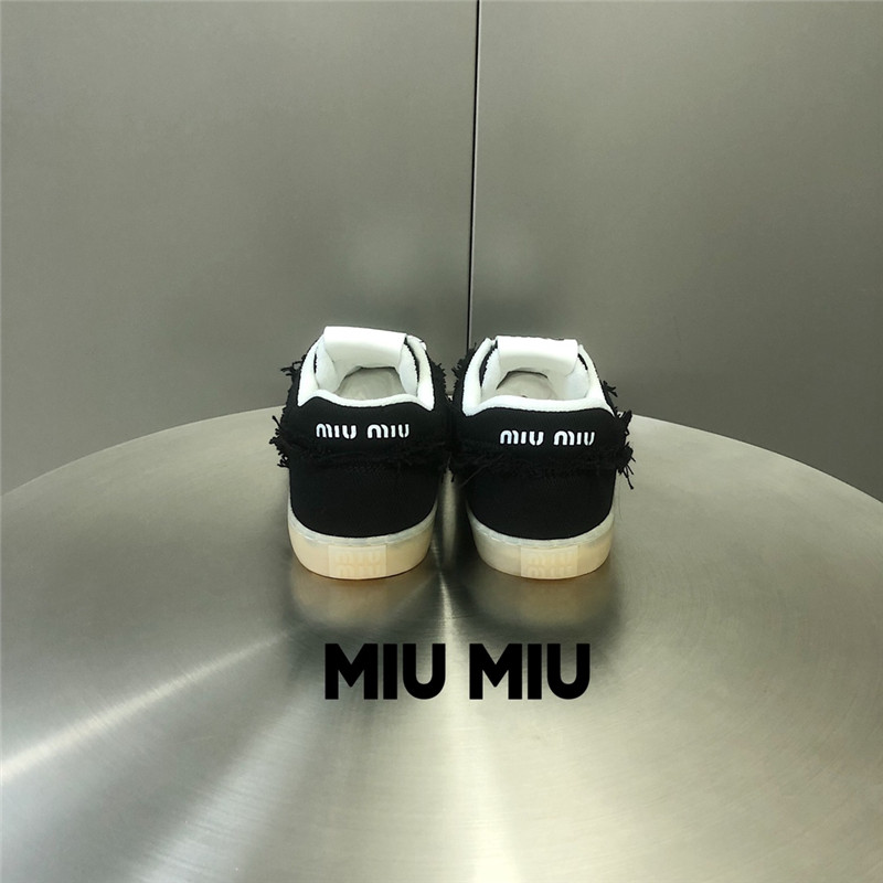 Miu Miu Black Lace-Up Canvas Sneakers
