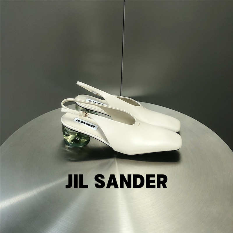 Jil Sander 50mm Leather Slingback Pumps in White