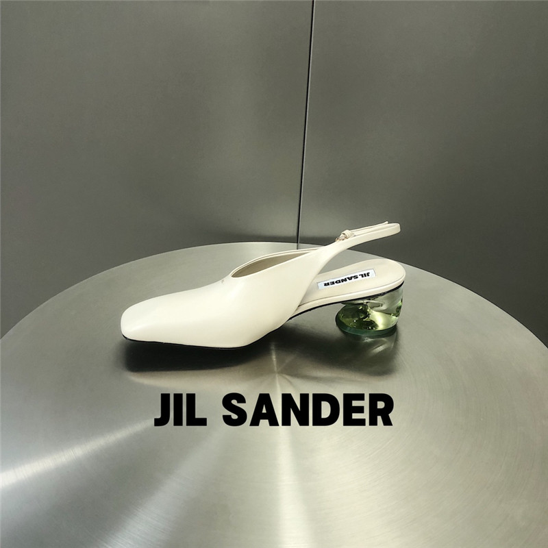 Jil Sander 50mm Leather Slingback Pumps in White