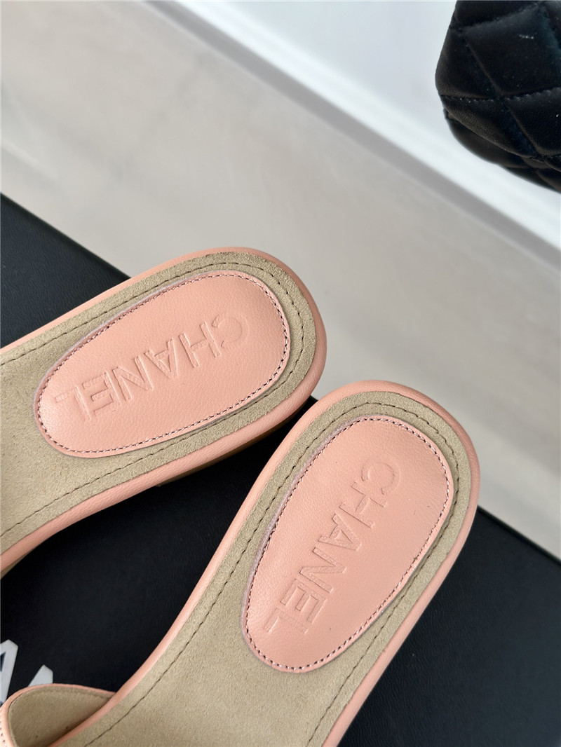 Ch**el platform camellia women’s slippers pink