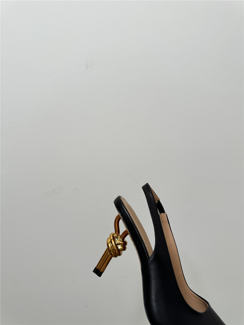 b0tt*ga Ven*ta knot slingback sandals in black
