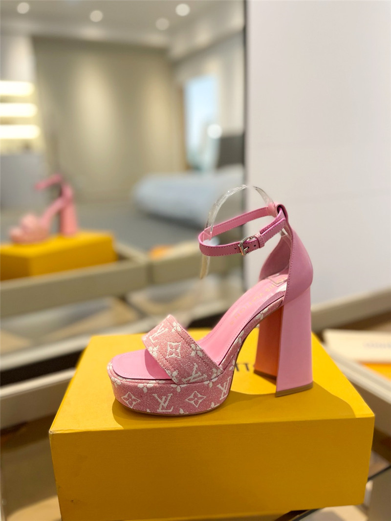 l0vis Vvtt0n monogram jacquard denim platform sandals